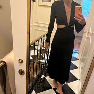 Christopher Esber size XS black long sleeve open back maxi dress